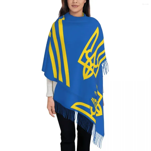 Eşarplar Özel Baskılı Ukrayna Çizgisi Eşarp Kadın Erkek Kış Sıcak Ukrayna Bayrak Şalları Sarar