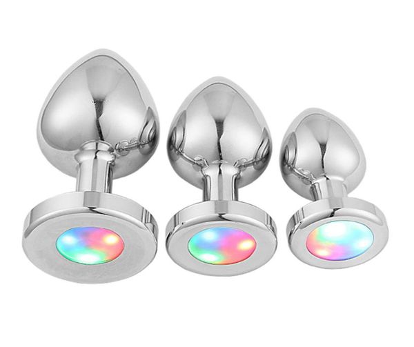 LED Sex Anal Spielzeug Aluminium Legierung Butt Plug Prostata Massagegerät Homosexuell Sex Spielzeug Anal Perlen Buttplug Sex Produkte Für paare Frau Mann X8691175