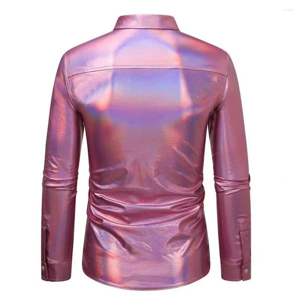 Herrenhemden Revers Langarmhemd Glänzende goldene Pailletten Disco für Männer Design Button-Down-Party Kostüm Bühne Weihnachten