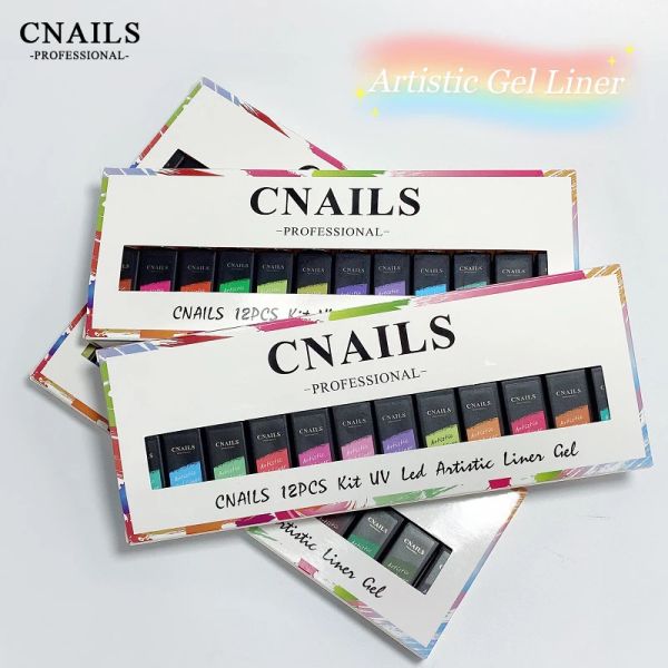 Kits Cnails Nail Art Line Polish Gel Künstlerische Malerei Liner Gel 12 Stück/Box Nail Art Soak Off Uv Drawing Nail Poilsh Glow Gel Liner