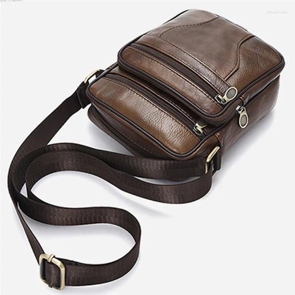 Винтажная мужская сумка из искусственной кожи, брендовая сумка-мессенджер на плечо, мужская сумка через плечо, деловая повседневная сумка для