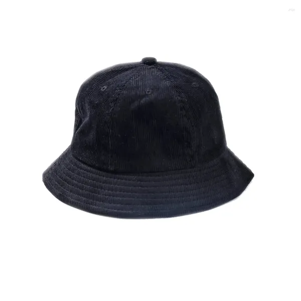 Berretti Moda Cappello a cupola da pescatore in velluto a coste Cappello a secchiello per il sole per studenti maschi e femmine di colore solido per il tempo libero (Nero)