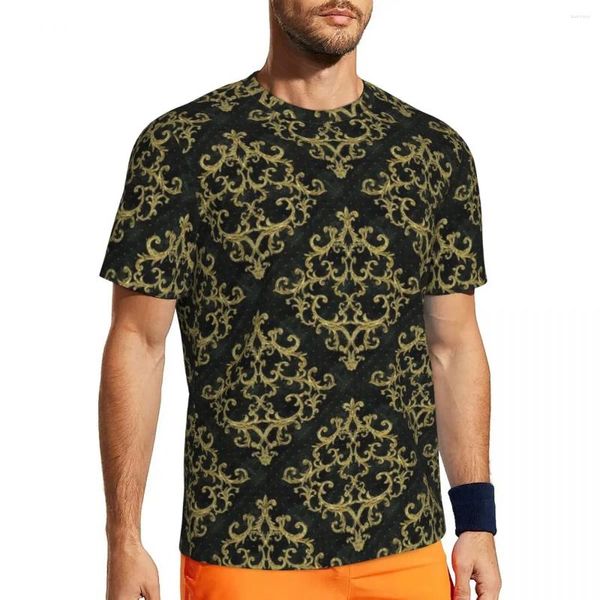 Camisetas masculinas camisa de corrida para masculino barroco floral t-shirts tendência vintage impressão verão t o pescoço y2k design clássico topos presente