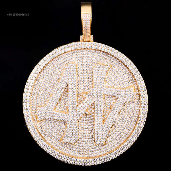 Мужские подвески с круглым вырезом на заказ для ювелирных изделий 14K, золотое ожерелье в стиле хип-хоп