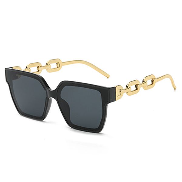 Sonnenbrillen für Frauen, Retro-Frau, Sonnenbrille, Damenmode, Metallkette, Bein-Sonnenbrille, luxuriöse, übergroße Designer-Sonnenbrille für ovales Gesicht, weiblich, 1K8D127