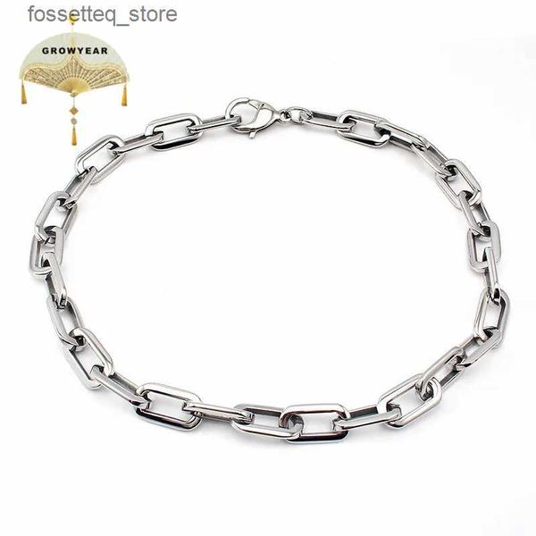 Charme Pulseiras Chunky Link Chain Colares Moda Jóias Mulheres Homens Aço Inoxidável Plana O Cadeia Prata Cor L240319