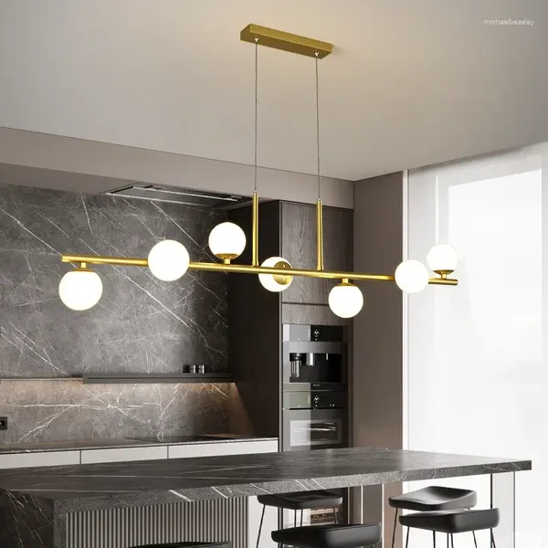 Kronleuchter Moderne LED-Kronleuchter für Wohnzimmer Esszimmer Küche Schlafzimmer Nordic Gold Pendelleuchte Glaskugel hängende Deckenleuchte