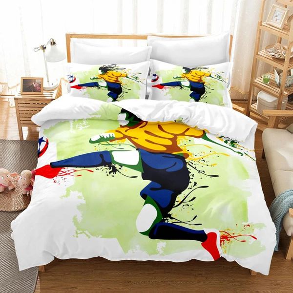 Set di biancheria da letto Drop SINGOLO Solo 1 federa per bambini Set copripiumino per ragazzi Regalo di calcio per bambini e adolescenti