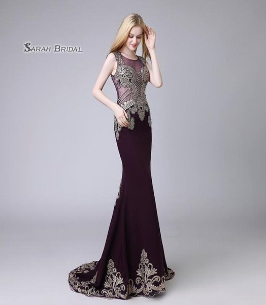 Purple Crystal Mermaid Black Beaded Prom Prompare 2019 Сексуальное элегантное бисеропиточное изделия Vestidos de Festa Evening Wear Formal Conting Gown2730918