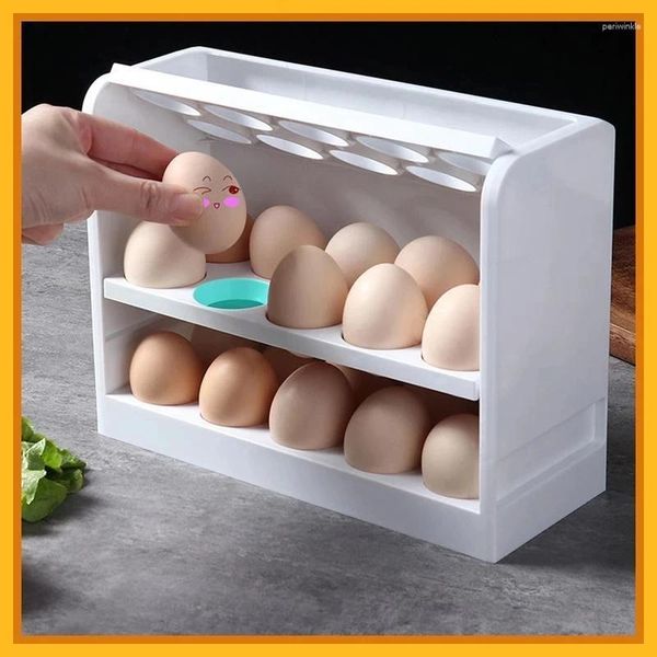 Bottiglie di stoccaggio Respuglio di uova rotante 30 Griglia Organizzatore della custodia del contenitore per frigorifero per frigorifero per frigorifero da cucina