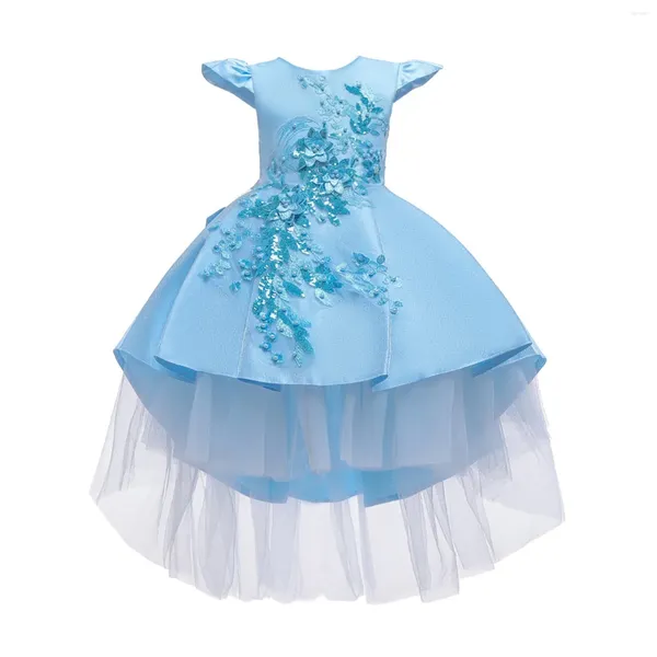 Palco desgaste flor vestido de princesa para meninas 1-5 anos bonito bowknot pétala roupas bebê menina vestidos bordados criança de uma peça