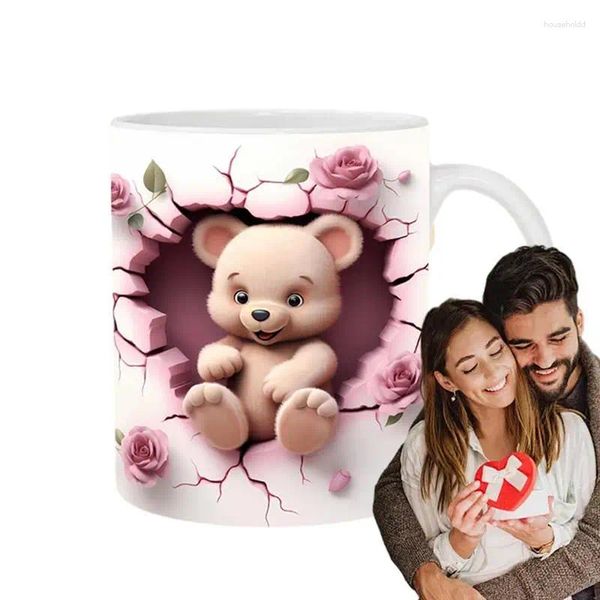 Tassen 3D Keramik Kaffeetasse 400 ml Romantische Porzellan Teetasse Kreative Trinkgeschirr für Milch Latte Kakao Stoare