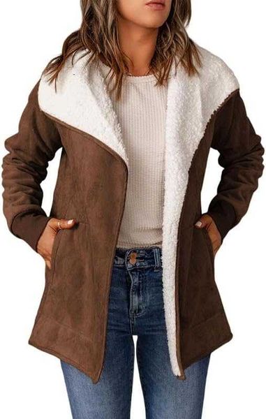 Dokotoo Donna Inverno Caldo Colletto alla coreana Sherpa Foderato Capispalla Giacca in Pile Cappotti