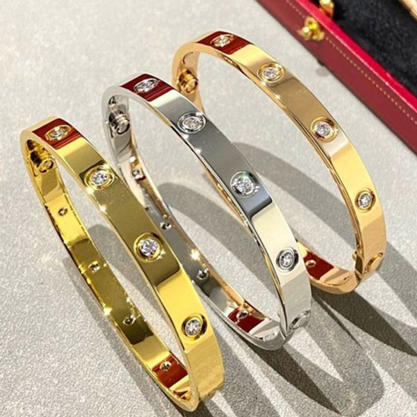 Pulseira de parafuso pulseira moderna judeu judeu titânio aço de ouro diamante para mulheres mangas de unhas de unhas jóias clássicas de designer clássica ww