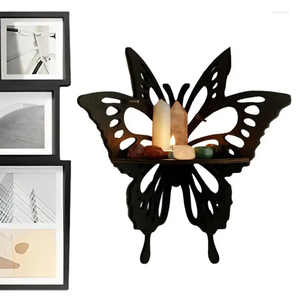 Placas decorativas borboleta cristal canto de madeira lótus traça pedra suporte pendurado parede jóias titular organizador armazenamento para casa
