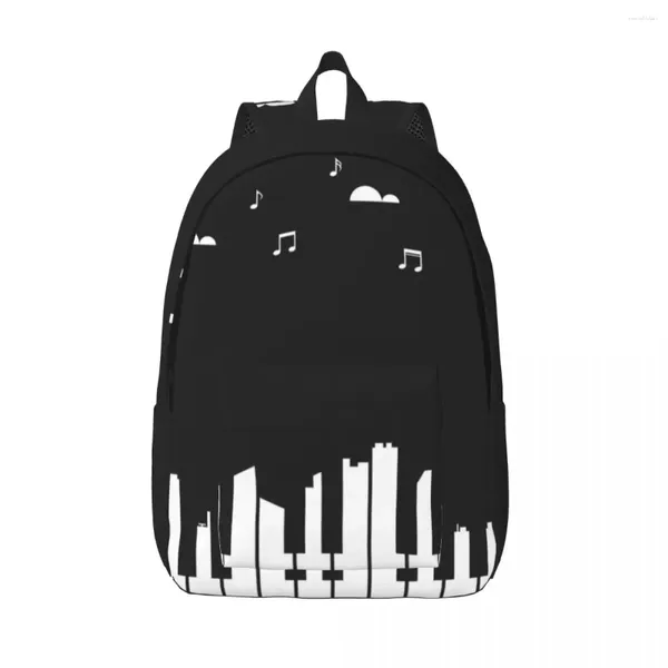 Sırt çantası dizüstü bilgisayar benzersiz piyano notları okul çantası dayanıklı öğrenci erkek kız seyahat
