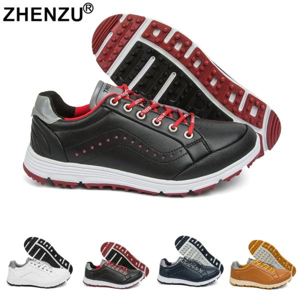 Sapatos zhenzu novos sapatos de golfe à prova d'água negra tênis de alta qualidade tênis de golfe confortável andando calçados anti -tênis escorregadores