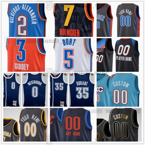 Camisas de basquete Shai 2 Gilgeous-A l e x a n d e r Jalen 8 Williams Chet 7 Holmgren Josh 3 Giddey Gordon 33 Hayward Luguentz 5 Dort Isaiah 11 Joe Bismack 15 Biyombo Impresso