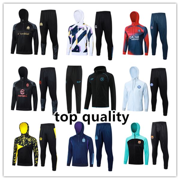 2024 Barcelona Futbol Hoodie Ceket Futbol Eğitim Takımı Tuta Maillot Jersey Ceket 24 25 Real Madrids Erkekler + Çocuk Futbol Trailtsuits Jogging Survetement Chandal