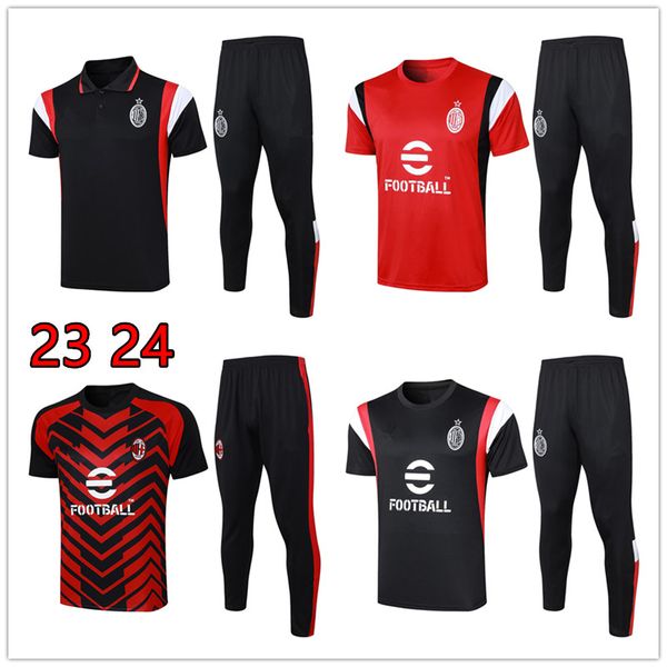 23 24 ASC Milans maniche corte pantaloni lunghi tuta da calcio tuta sportiva da allenamento 2023 2024 maglia da calcio uniforme Chandal set felpa per adulti