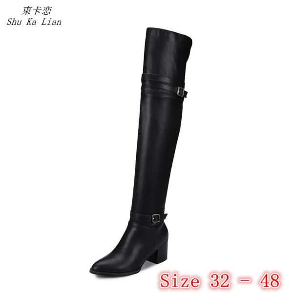 BOOTS Spring Autumn Women Over the Knee Boots High Heel Woman Boots High Long Boots Small Plus Size 32 33 40 41 42 43 44 45 46 47 48