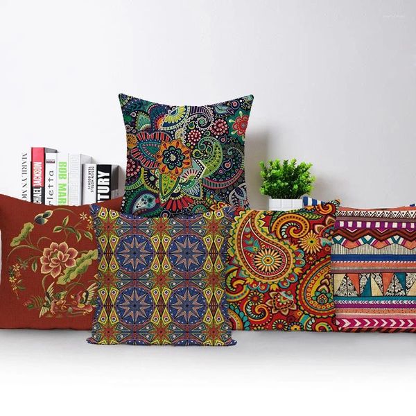 Подушка с этническим геометрическим цветочным принтом, чехол для дивана, автомобиля, офиса, домашнего декора, чехол для отдыха на природе, походный плед