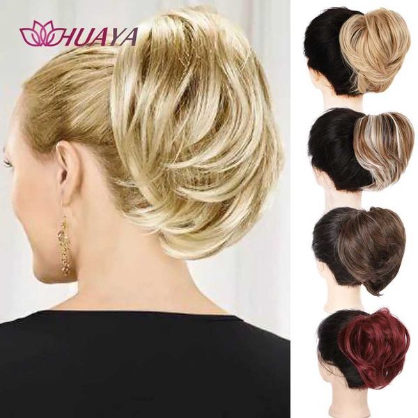 Perucas sintéticas Acessórios para o cabelo HUAYA Elastic Hair Bun Sintético Scrunchie Donut Chignon Cabelo bagunçado Pony Tail Updo Cover Hairpiece para mulheres 240328 240327