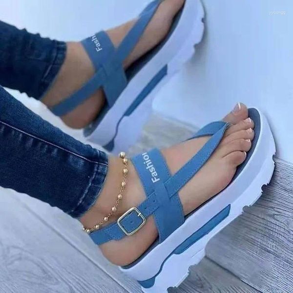 Sapatos casuais 2024 moda cunha feminina plataforma fivela cinta rua verão punk praia cunhas sandálias femininas chunky sandalias de mujer