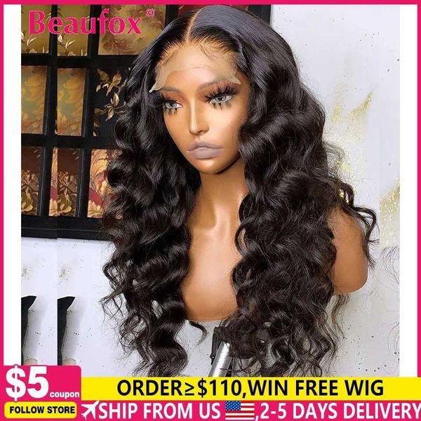 Perucas sintéticas Beaufox Lace Front Human Human Wigs para mulheres brasileiras onda do corpo Lace Frontal Wigs Glueless Human Hair Wigs 4x4 Lace Encerramento Peruca 240329