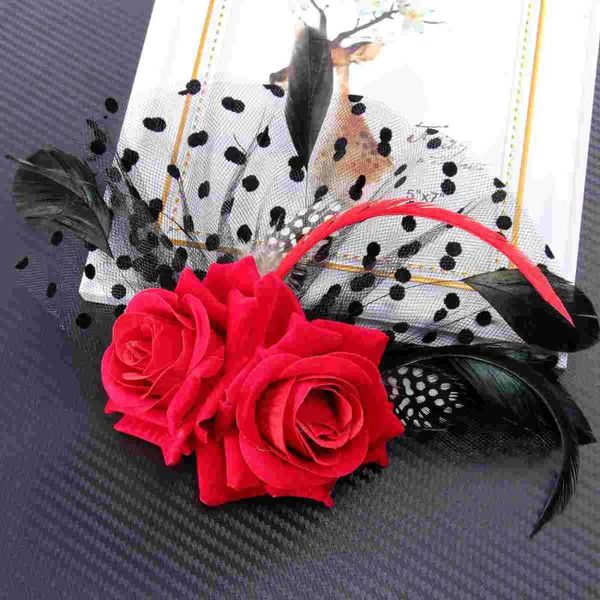 Bandanas Haarspangen Braut Fascinator Kopfschmuck Kopfbedeckung Tarnung Rote Rose Hochzeit Haarschmuck Damen