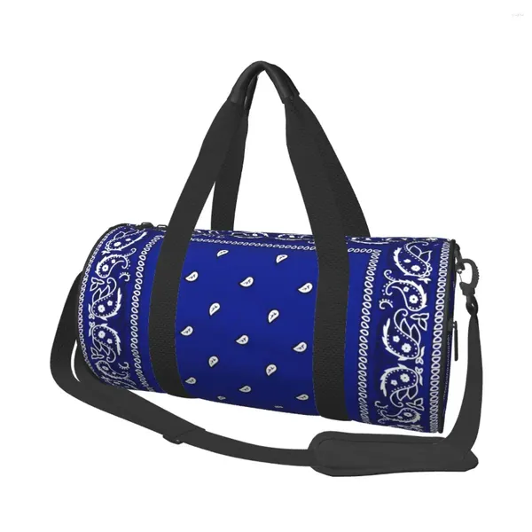 Sacos ao ar livre Azul Paisley Bandana Gym Bag Retro Moda À Prova D 'Água Acessórios Esportivos Bolsa de Viagem Fitness para Homens Mulheres