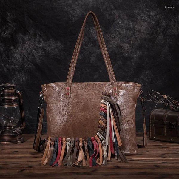 Totes YourSeason 2024 Borse a tracolla con nappe a spalla in vera pelle vintage da donna in vera pelle di vacchetta Borsa femminile di grande capacità fatta a mano