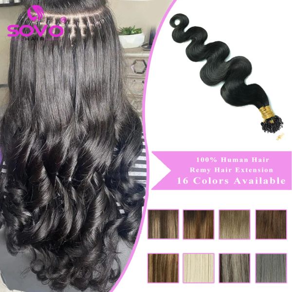 Extensões de cabelo humano, preto, marrom, micro laço, pré-ligado, micro contas, anel remy, brasileiro, onda corporal, microlink, cabelo real, 50 fios