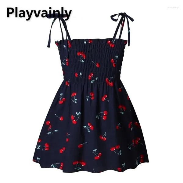 Mädchen Kleider Sommer Kinder Mädchen Kleid Einfarbig Schlinge Ärmellose Elastische Taille Rauchen Gedruckt Baumwolle Strand Casual Rock H8039