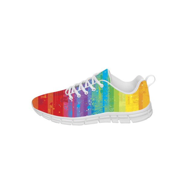 Sapatos Rainbow Paint Splatter Sneakers masculino adolescente adolescente casual Sapatos de pano casual Sapatos de corrida Branco 3D Impresso Sapato leve