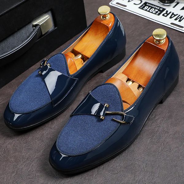 Sapatos de sapatos de couro casual masculino fivela de festa na moda sapato de casamento masculino dirigindo apartamentos masculinos mocassins mocassins tamanhos de euros 3848