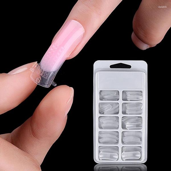 Falsche Nägel 100 teile/schachtel Schnelle Verlängerung Klare Form Tipps Nail art UV Gel Dual Formen Finger Verlängern Drücken Auf Werkzeug