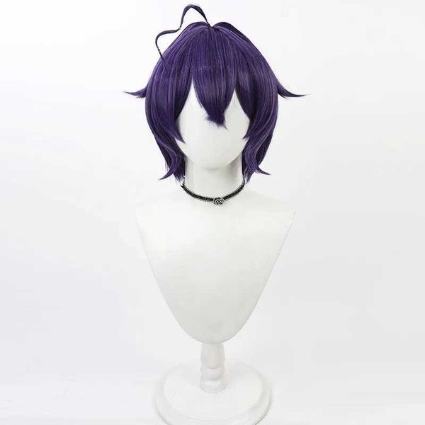 Perucas sintéticas Perucas de renda Hiiragi Utena Peruca Cosplay Anime Mahou Shoujo ni Akogarete Magia Baiser Cabelo curto roxo jorrando sobre meninas mágicas 240328 240327