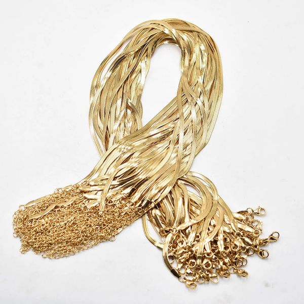 Großhandel m Goldfarbe Edelstahl Schlangenkette Halskette Seil 40cm5cm Kette Karabinerverschluss DIY Schmuck Zubehör 20 Stück 240315