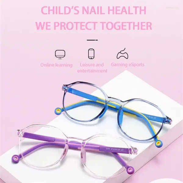 Occhiali da sole con montatura ultraleggera TR90 per occhiali per bambini Bambini Ragazzi Ragazze Occhiali da gioco per computer Blocco in silicone