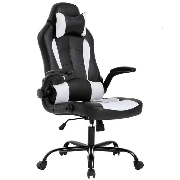 BIGNOFFICO PC PC scrivania da ufficio ergonomico con supporto lombare capovolgimento delle braccia pheorst in pelle sedia per computer al di sopra per adulti per adulti uomini (bianchi)