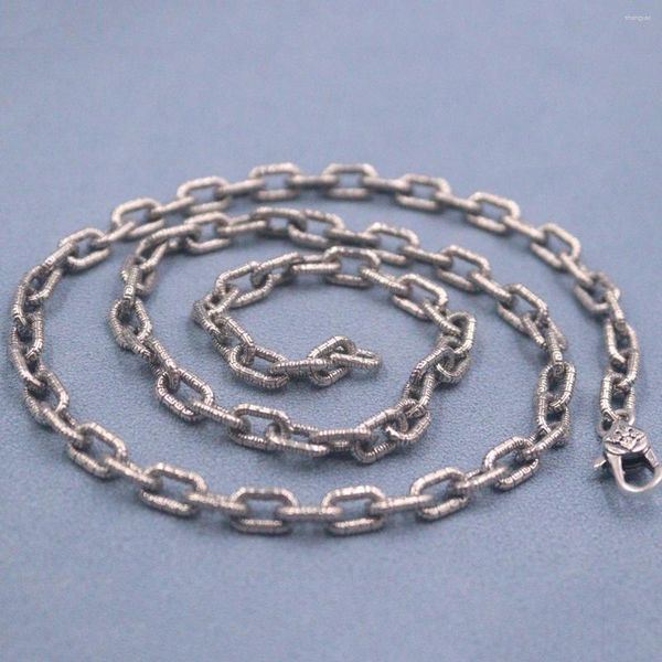 Correntes Real 925 Sterling Silver Chain Mulheres Homens 5mm Esculpido Cabo Link Box Colar 20inch Comprimento