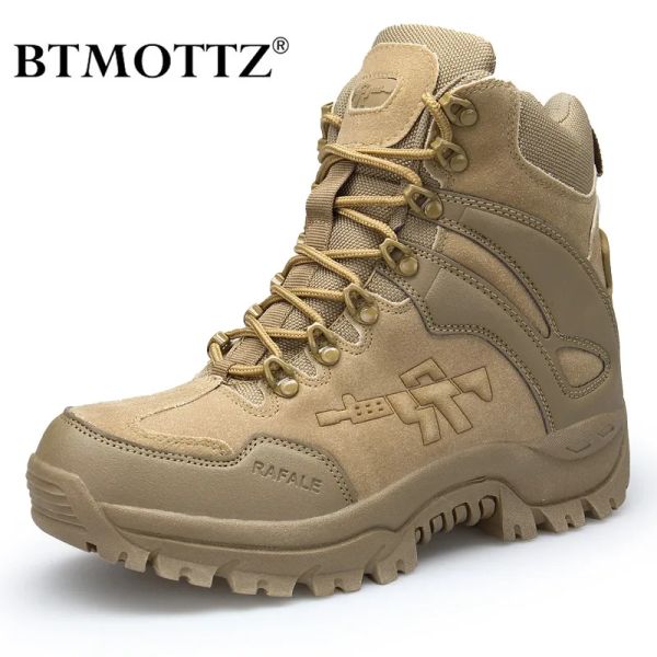 Botas de botas táticas botas de combate militar masculino de couro genuíno dos EUA caça ao exército de trekking acampando montanhismo de inverno trabalho sapatos bots btmottz