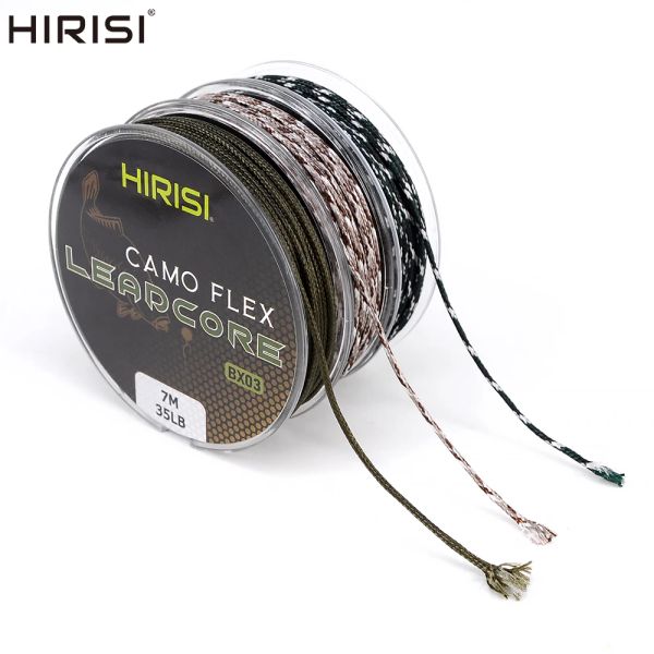 Linee Hirisi 2 rotoli Leadcore Linea per attrezzatura da pesca alla carpa 35LB 7M Crea impianti per capelli alla carpa Linea di piombo intrecciata a 3 colori