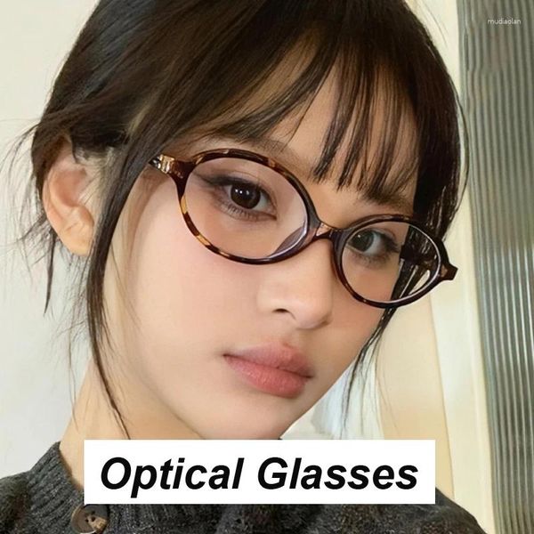 Sonnenbrille Koreanischen Stil Retro Oval Samll Rahmen Brille Mode Damen Schöne Ins Plain Brillen Computer Anti Blaues Licht Optische