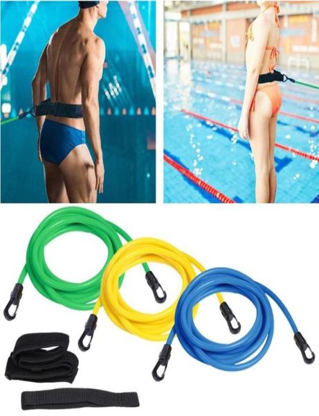 Cinto elástico de resistência para treinamento de natação ajustável, adulto, crianças, exercitador de natação, malha, bolso, corda de segurança, piscina, peças 9612626