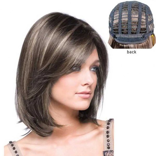 Parrucche sintetiche Parrucche in pizzo Parrucca a fascia piena Parrucca per capelli corti sfumati per feste Uso con aspetto morbido naturale Design a rete rosa Filo ad alta temperatura Femmina 240328 240327