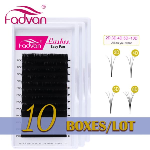 Ciglia all'ingrosso 10 scatole / lotto Easy Fan Lashes Fadvan Estensione ciglia finte Super Soft Finto visone Ciglia Trucco Forniture per la costruzione