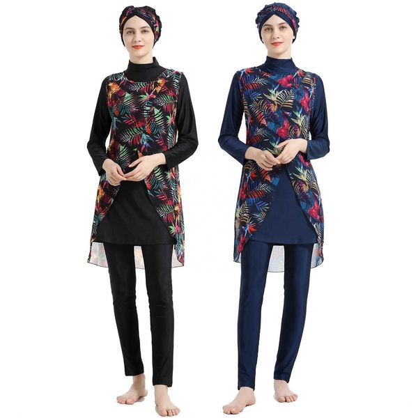 Venda quente muçulmano conservador meninas maiô feminino plus size quatro peças maiôsburkini lhmyfl036