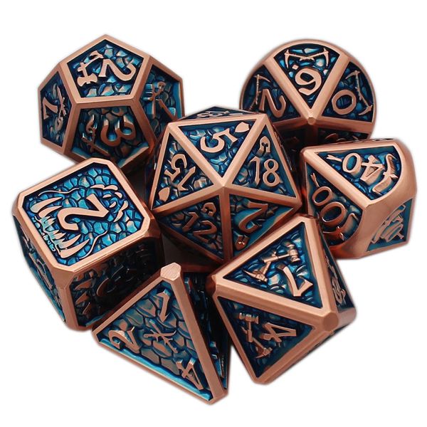 Estilo 7 Pcs Galaxy Metal D Dice DND Conjunto Poliédrico para Role Playing Game Pathfinder 240312